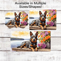 Spring Dog Wreath Sign - Australian Cattle Dog - Floral Wreath Sign