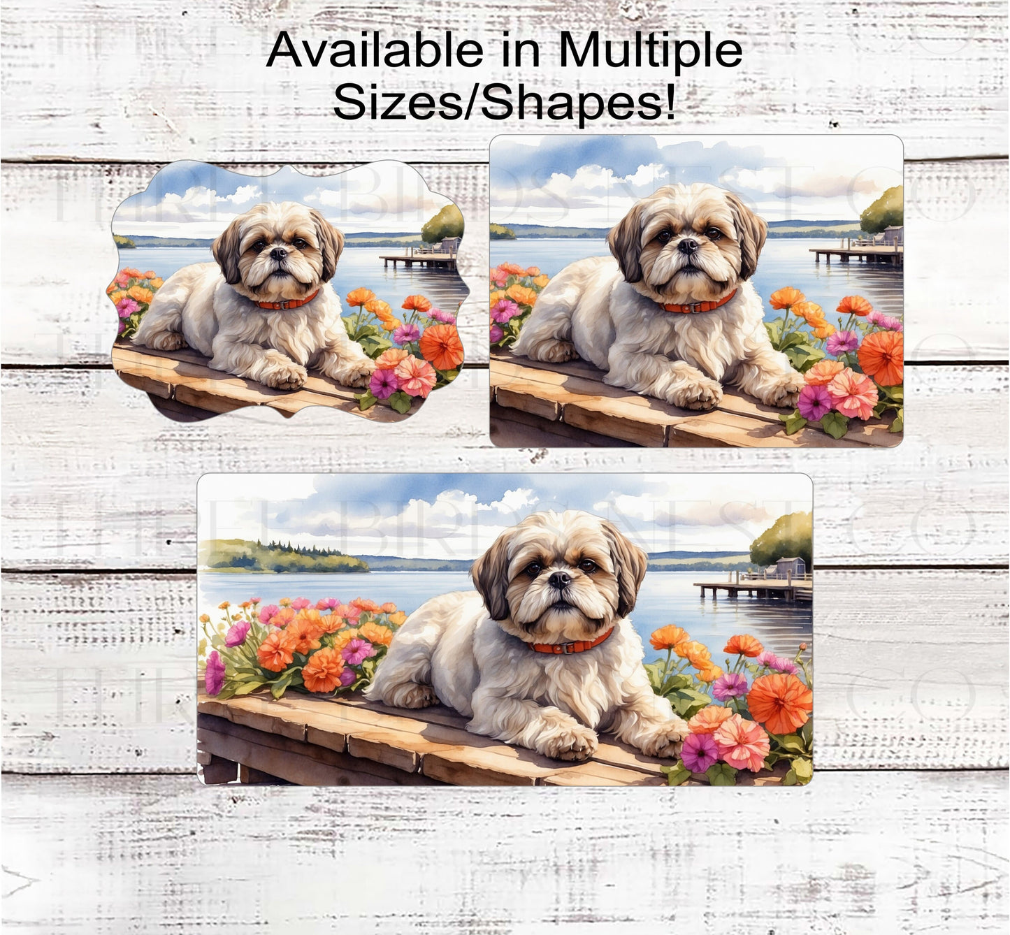 Spring Dog Wreath Sign - Shih Tzu Dog - Floral Wreath Sign - Lake House