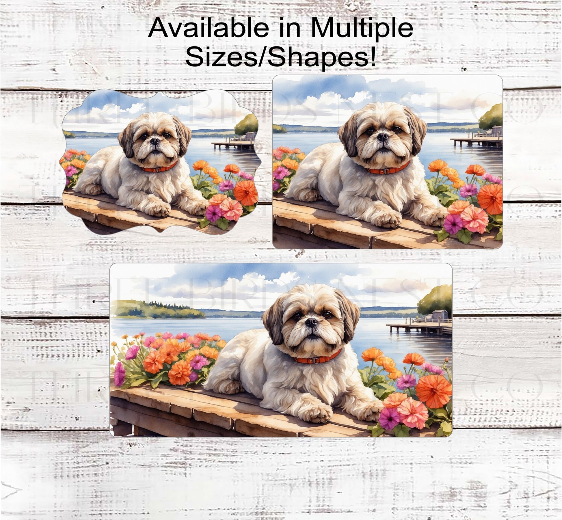 Spring Dog Wreath Sign - Shih Tzu Dog - Floral Wreath Sign - Lake House