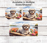 
              Spring Dog Wreath Sign - Shih Tzu Dog - Floral Wreath Sign - Lake House
            