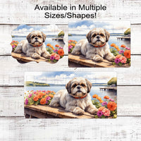 Spring Dog Wreath Sign - Shih Tzu Dog - Floral Wreath Sign - Lake House