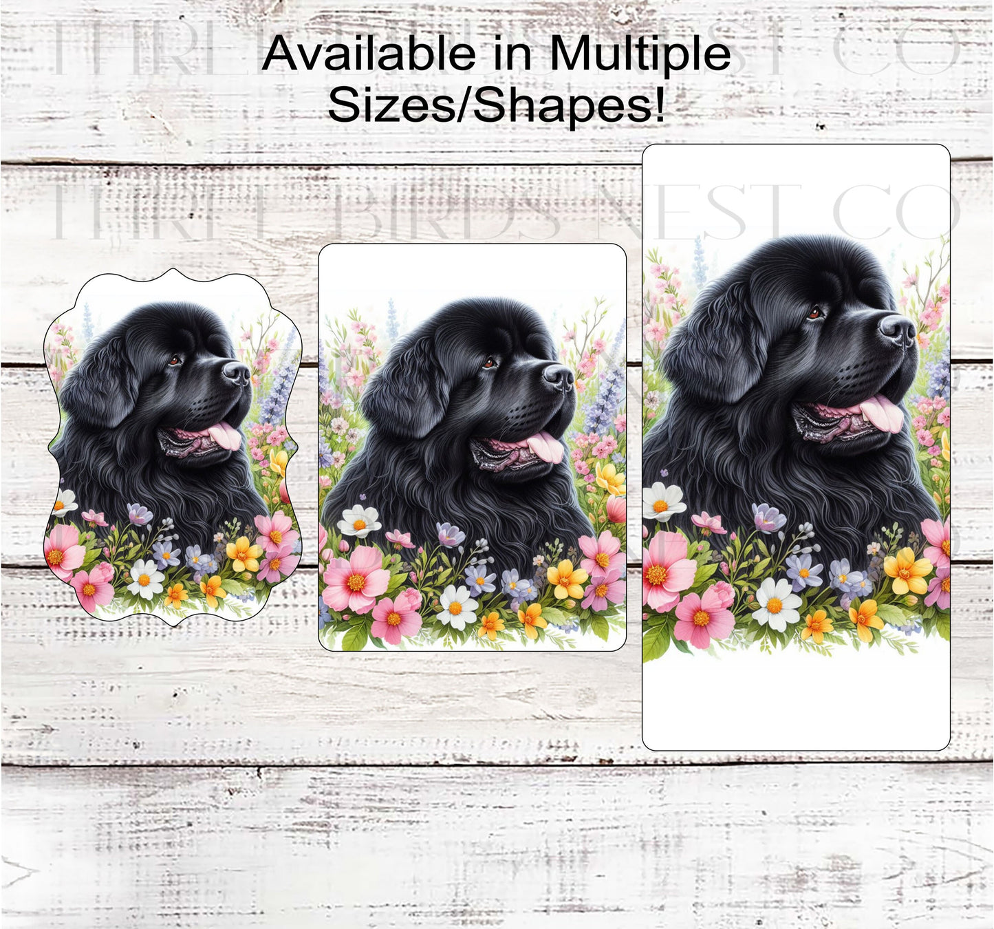 Spring Dog Wreath Sign - Newfoundland Dog - Floral Wreath Sign