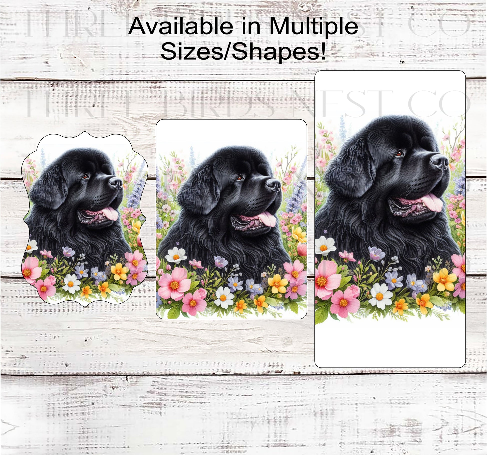 Spring Dog Wreath Sign - Newfoundland Dog - Floral Wreath Sign