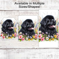 Spring Dog Wreath Sign - Newfoundland Dog - Floral Wreath Sign