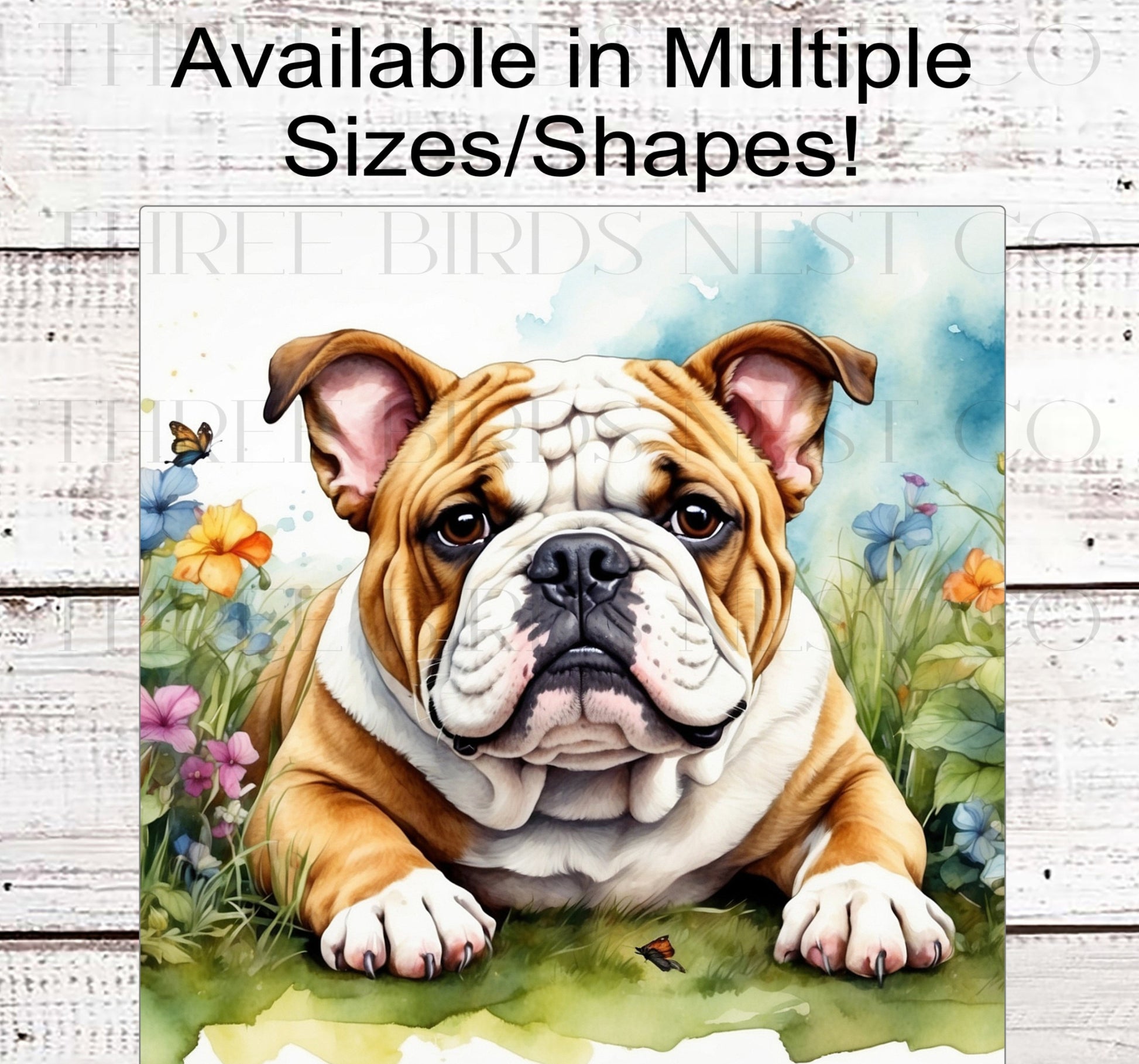 Spring Dog Wreath Sign - Bulldog Dog - Floral Wreath Sign - Butterflies Welcome Sign