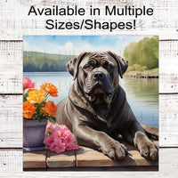 Dog Wreath Sign - Cane Corso Dog - Floral Wreath Sign - Lake House