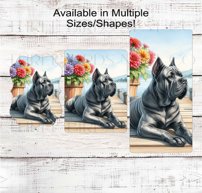 Dog Wreath Sign - Cane Corso Dog - Floral Wreath Sign - Lake House