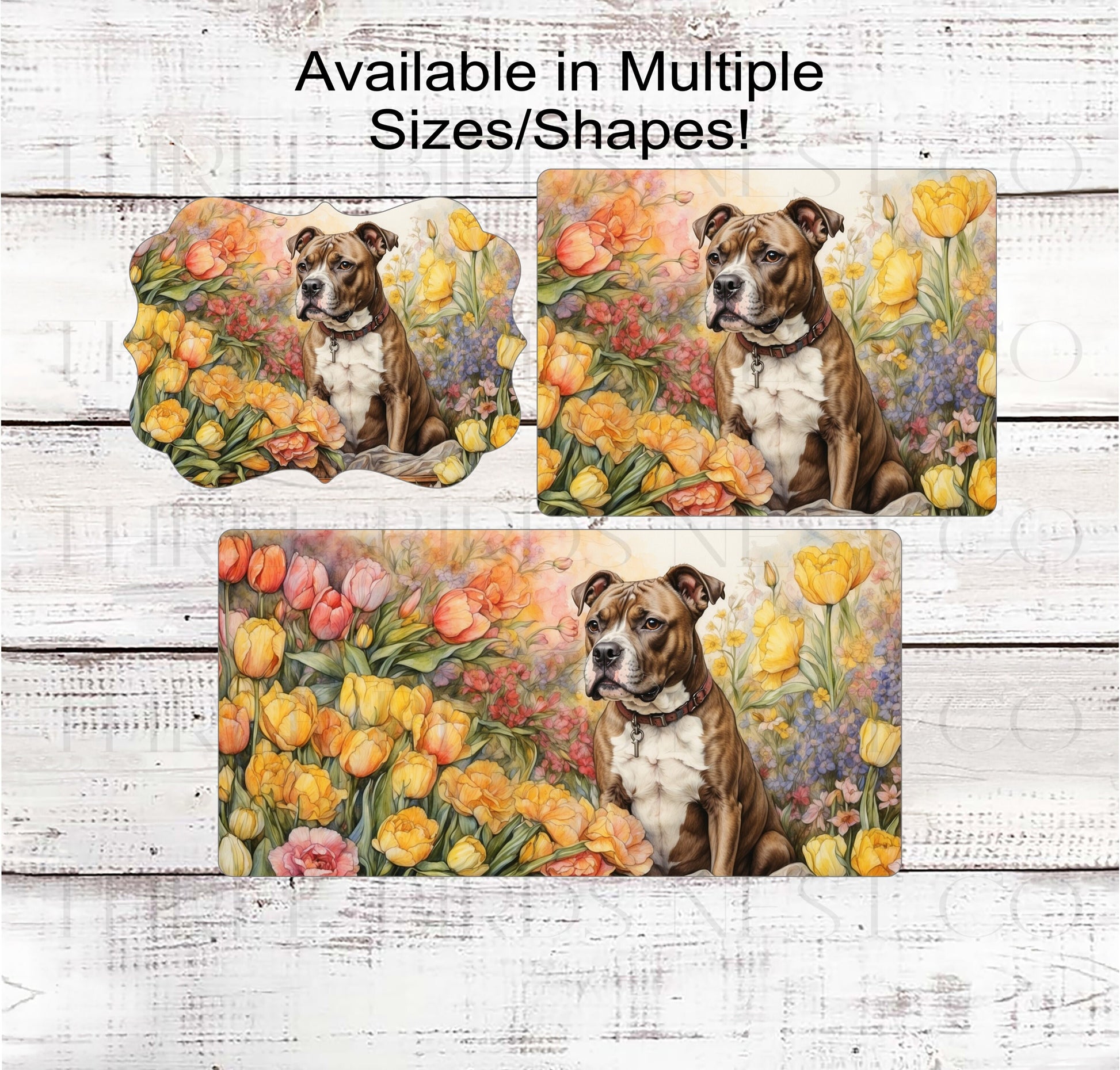 Spring Dog Wreath Sign - Staffordshire Terrier Dog - Pit Bull Lover - Floral Wreath Sign