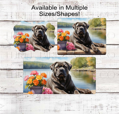 Dog Wreath Sign - Cane Corso Dog - Floral Wreath Sign - Lake House