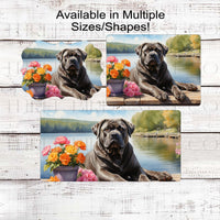 Dog Wreath Sign - Cane Corso Dog - Floral Wreath Sign - Lake House