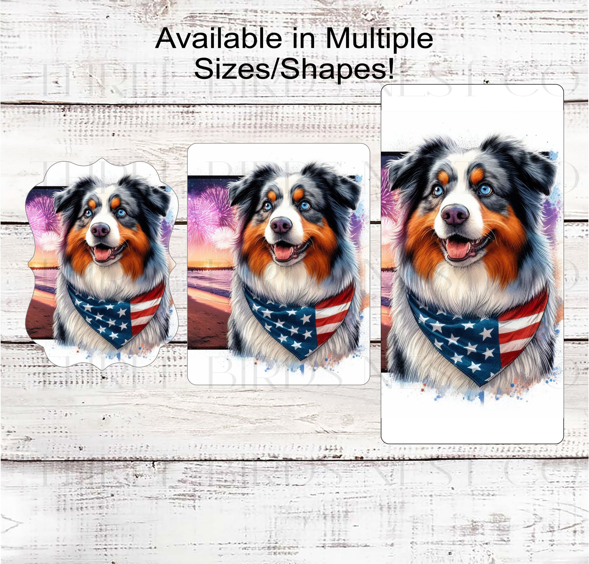 Patriotic Dog Wreath Signs - Australian Shepherd - American Flag - Wiggle Butt - Beach Decor - Fireworks Sign - 4th of July