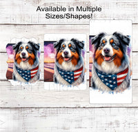 
              Patriotic Dog Wreath Signs - Australian Shepherd - American Flag - Wiggle Butt - Beach Decor - Fireworks Sign - 4th of July
            