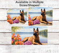 
              Dog Wreath Sign - Belgian Malinois Dog - Floral Wreath Sign - Lake House
            