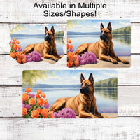 Dog Wreath Sign - Belgian Malinois Dog - Floral Wreath Sign - Lake House