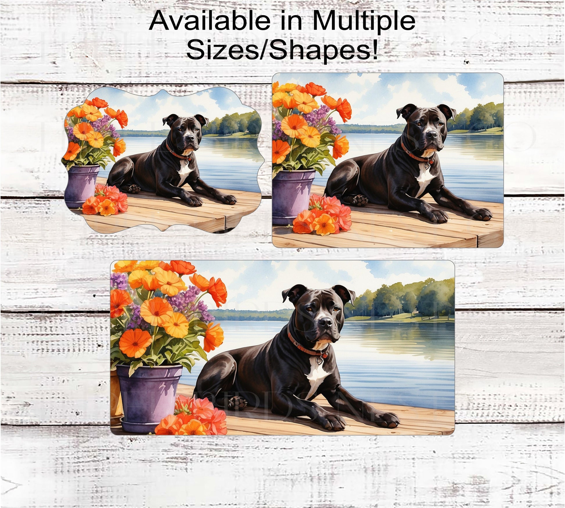 Dog Wreath Sign - Staffordshire Terrier Dog - Pit Bull Lover - Lake House - Floral Wreath Sign
