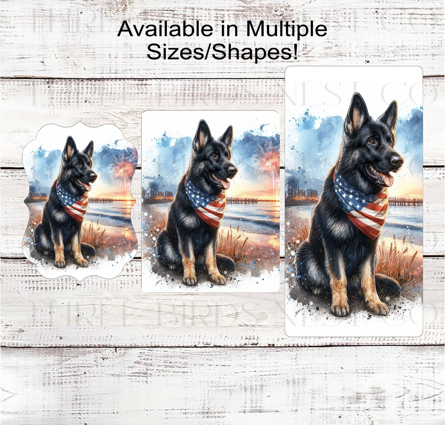 Patriotic Dog Wreath Signs - German Shepherd Dog - American Flag - Wiggle Butt - Beach Decor - Fireworks Sign - 4th of July