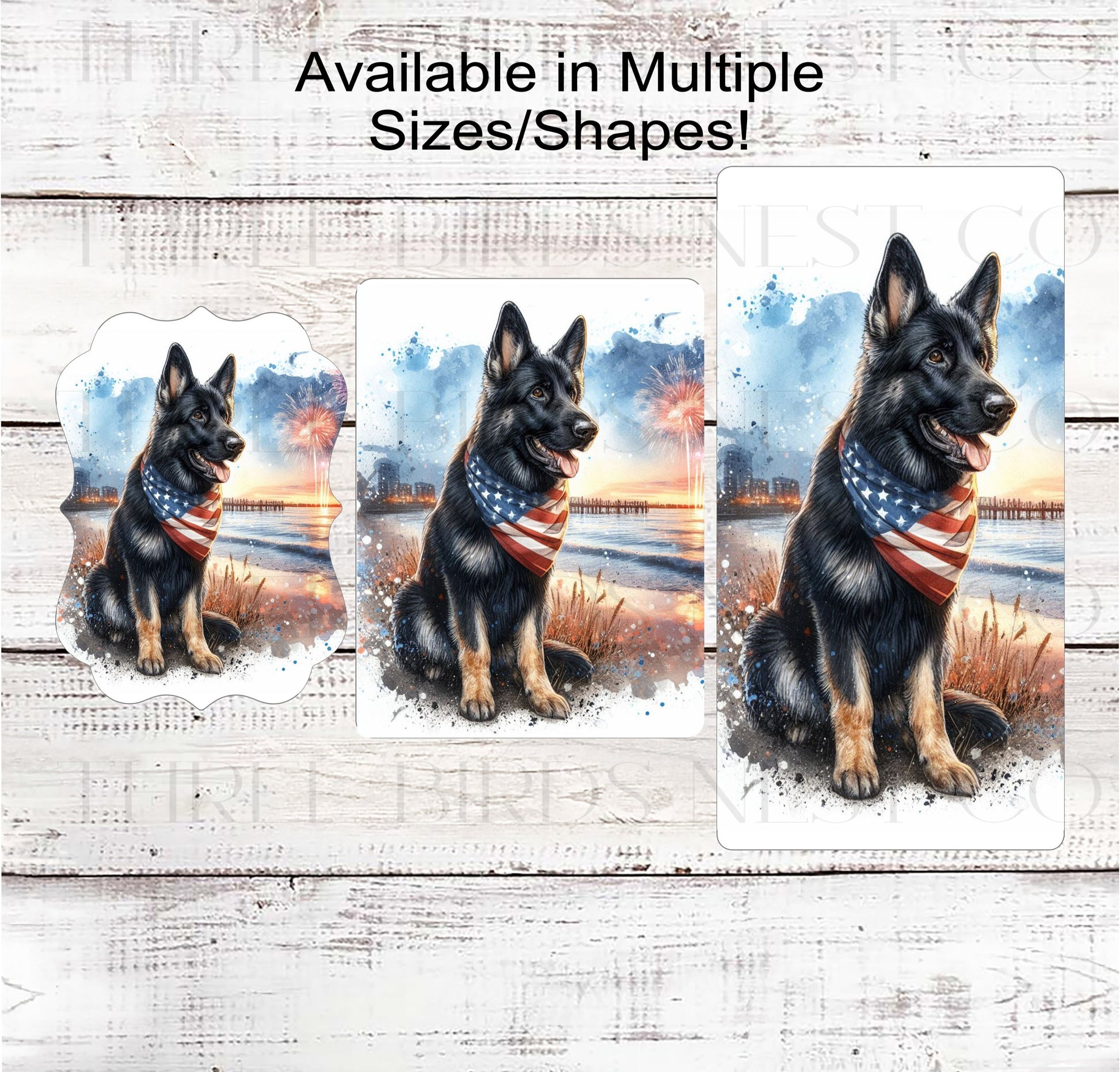 Patriotic Dog Wreath Signs - German Shepherd Dog - American Flag - Wiggle Butt - Beach Decor - Fireworks Sign - 4th of July