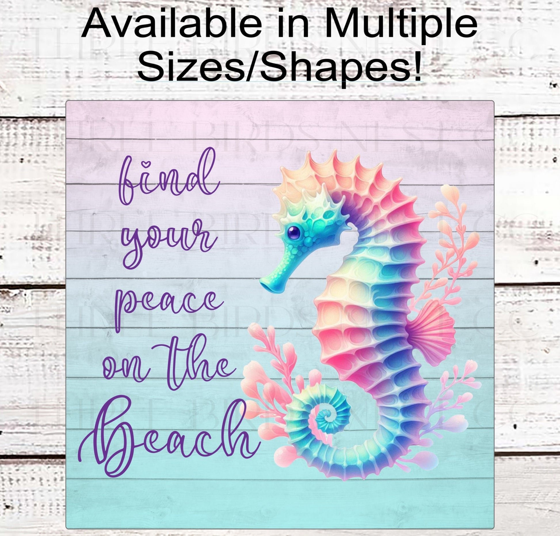 Seahorse Beach Sign - Summer Wreath Sign - Beach Welcome - Pastel Beach