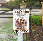 Life is Better on the Farm Garden Flag with a Farm Girl and her baby Donkey.