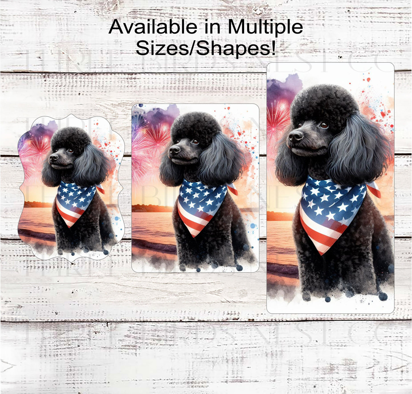 Patriotic Dog Wreath Signs - Poodle Dog - American Flag - Wiggle Butt - Beach Decor - Fireworks Sign - 4th of July