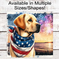 Patriotic Dog Wreath Signs - Labrador Retriever Dog - American Flag - Wiggle Butt - Beach Decor - Fireworks Sign - 4th of July