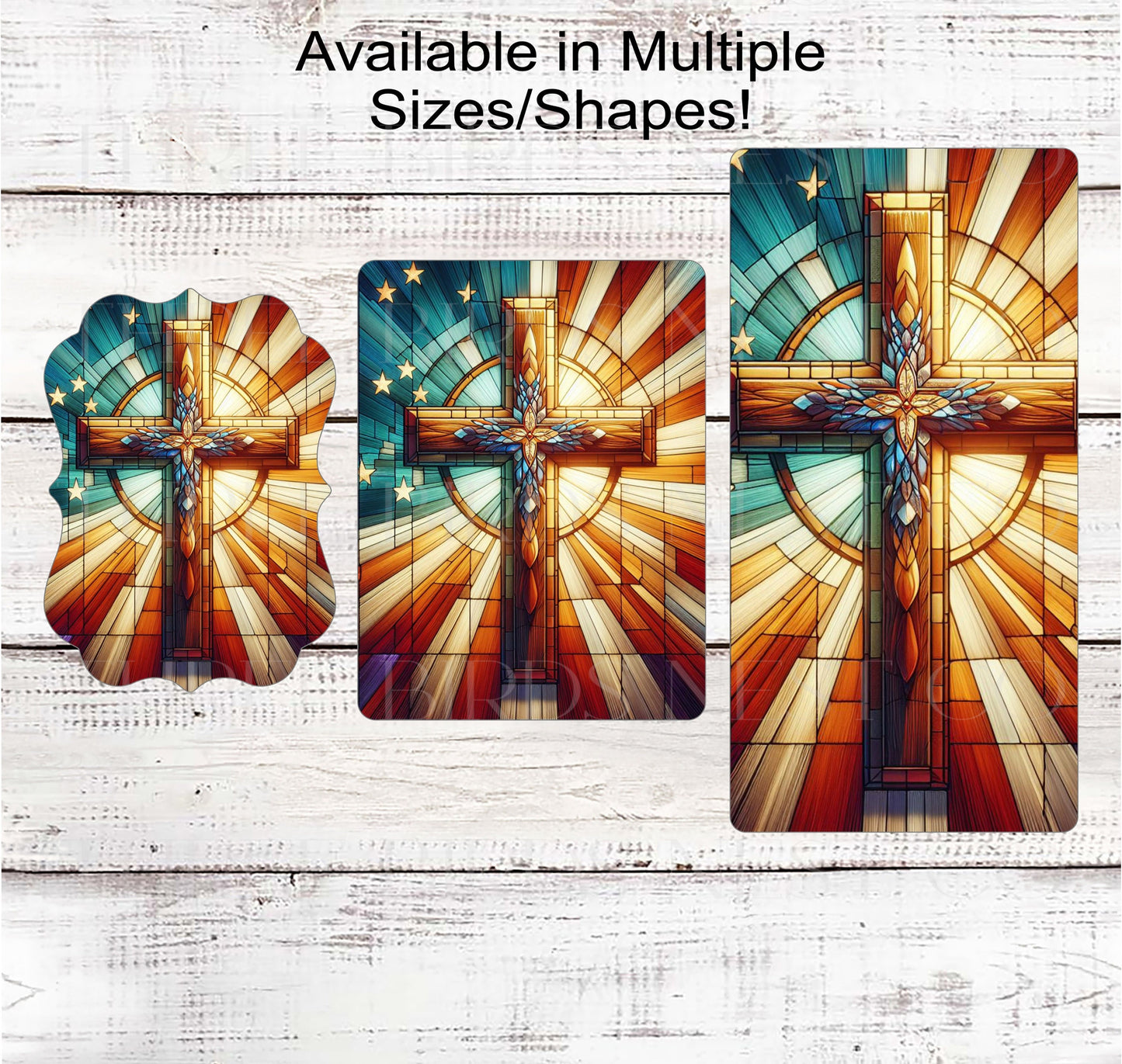 Stained Glass Cross Patriotic Wreath Sign - 4th of July Decor - God Bless America - American Flag Decor