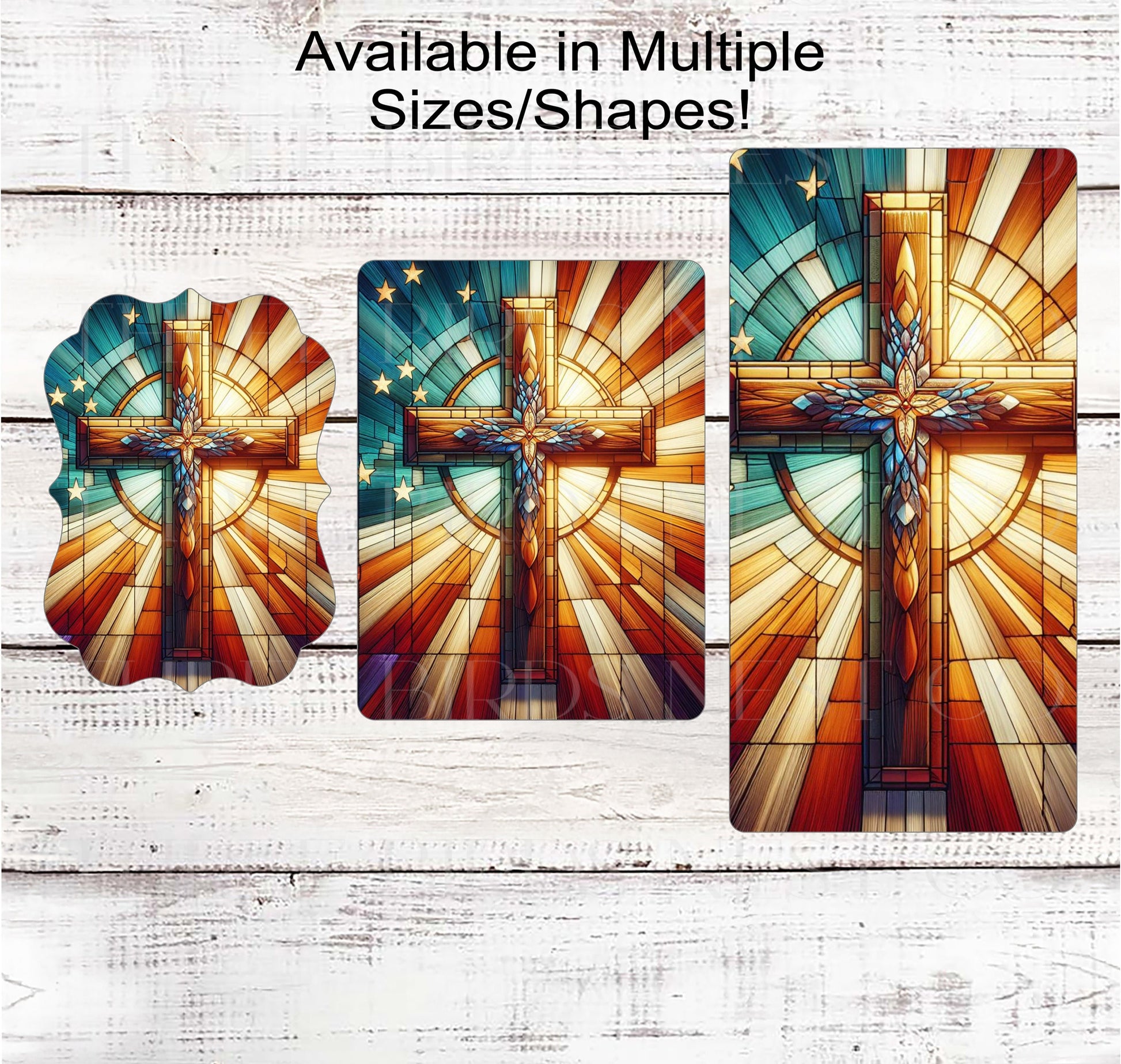 Stained Glass Cross Patriotic Wreath Sign - 4th of July Decor - God Bless America - American Flag Decor