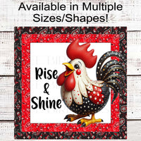 Rise and Shine Rooster Wreath Sign - Farmhouse Wreath Sign - Bandanna Print Sign