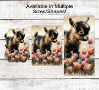 
              Farmhouse Baby Goat Wreath Sign - Spring Flowers Tulips Sign - Life is Better on the Farm - Three Birds Nest Co
            