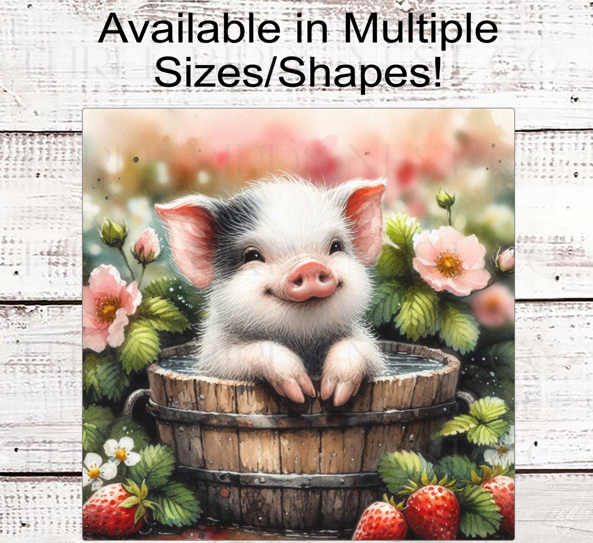 Pig Wreath Sign - Farm Fresh Strawberries - Rustic Farmhouse