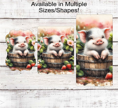 Pig Wreath Sign - Farm Fresh Strawberries - Rustic Farmhouse