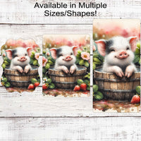 Pig Wreath Sign - Farm Fresh Strawberries - Rustic Farmhouse