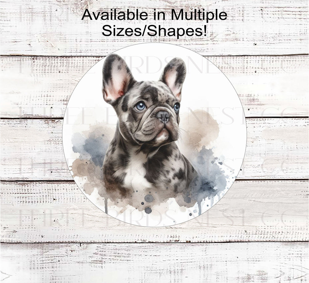 A beautiful Merle French Bulldog Everyday Wreath Sign.