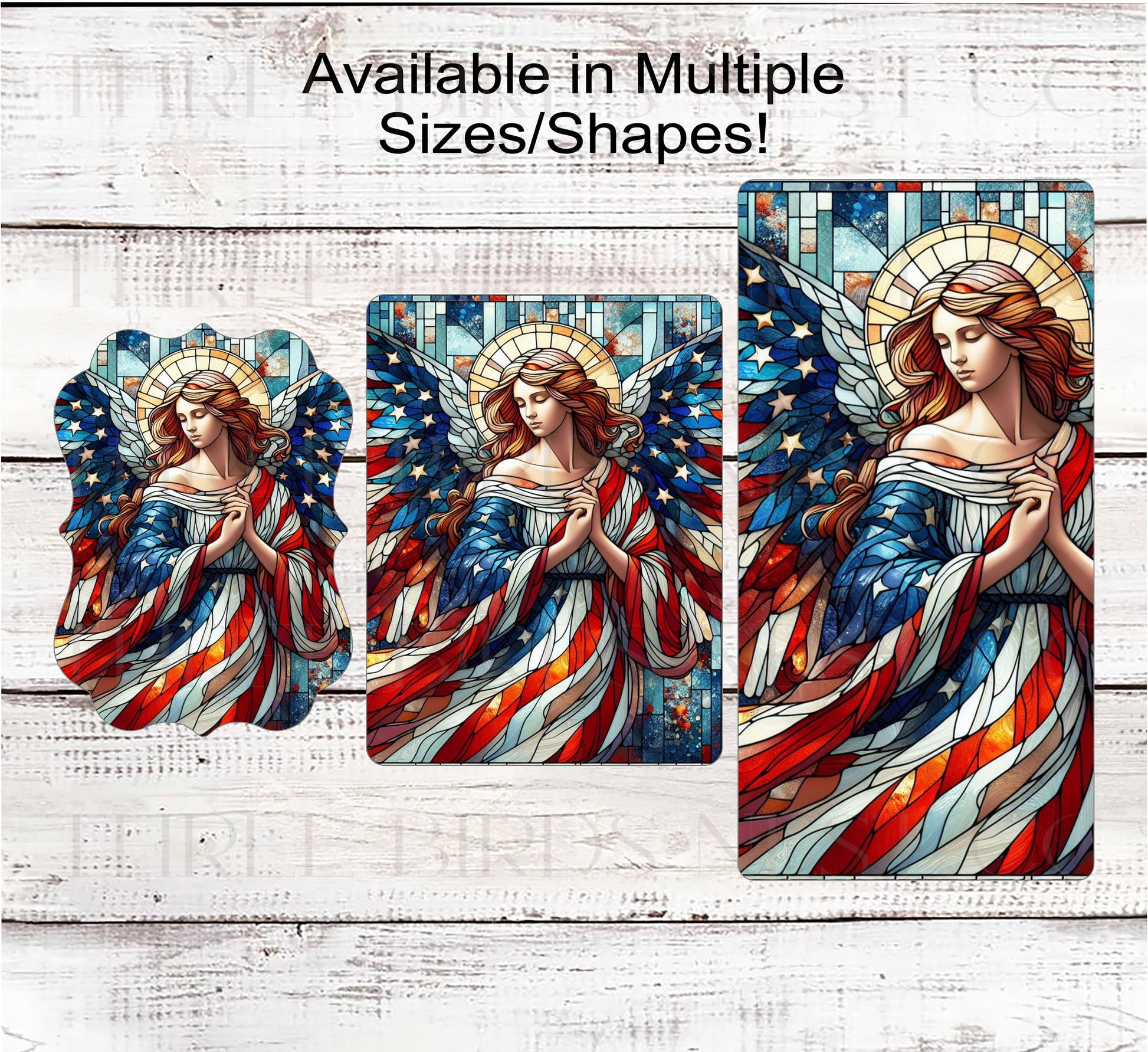 Stained Glass Angel Patriotic Wreath Sign - 4th of July Decor - God Bless America - American Flag Decor