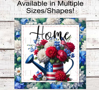 
              Watering Can Patriotic Home Wreath Sign - Floral Sign - 4th of July Decor - American Flag Decor
            