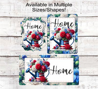 
              Watering Can Patriotic Home Wreath Sign - Floral Sign - 4th of July Decor - American Flag Decor
            