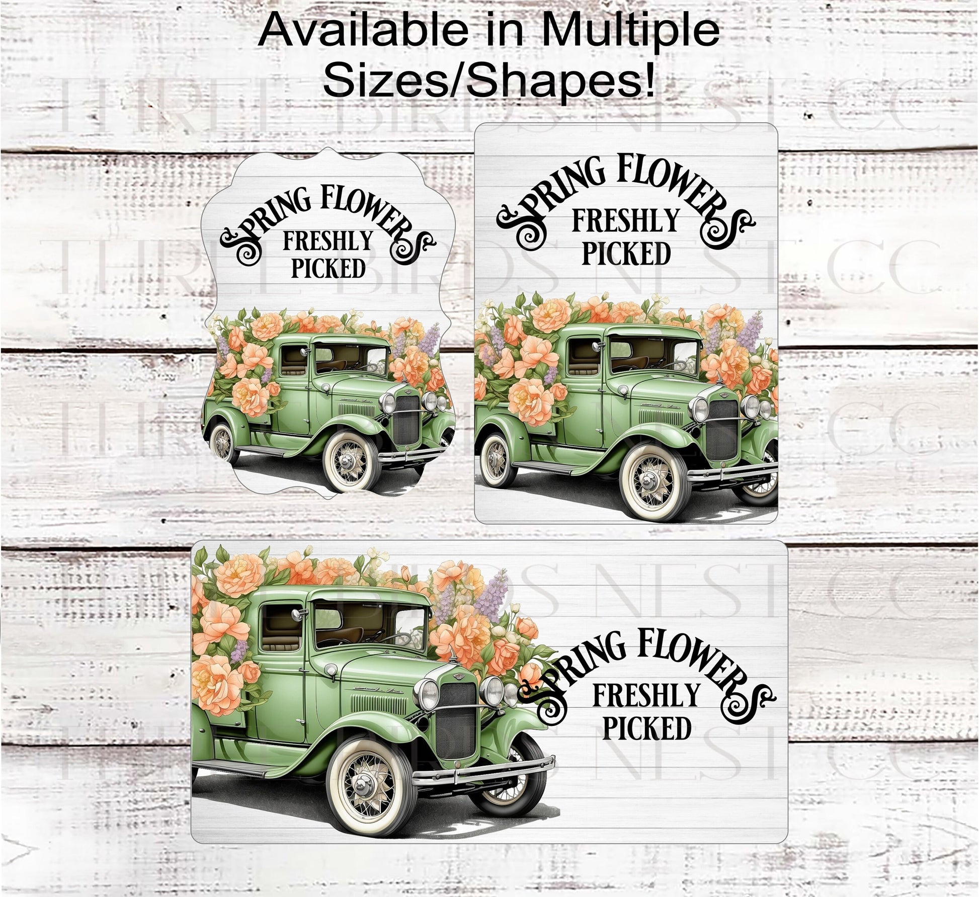 Fresh Spring Flowers Wreath Sign - Vintage Truck Decor - Floral Wreath Signs