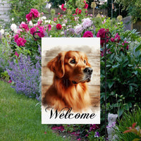 A beautiful Golden Retriever Welcome Garden Flag that will be perfect for any Pet Lover&#39;s home!