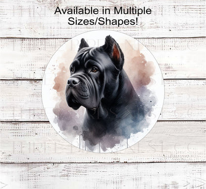 A beautiful Black Cane Corso Dog Everyday Wreath Sign.