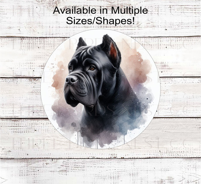 A beautiful Black Cane Corso Dog Everyday Wreath Sign.