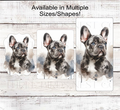 Merle French Bulldog Wreath Sign - Everyday Wreath Sign - Frenchie Dog Lover - Pet Signs