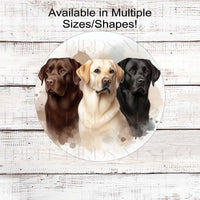 A beautiful trios of Labrador Retriever Dogs Everyday Wreath Sign.