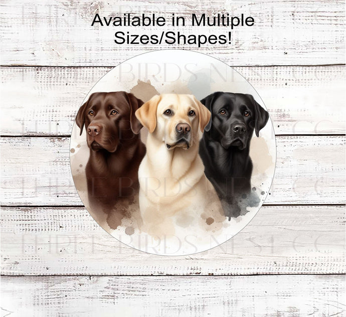 A beautiful trios of Labrador Retriever Dogs Everyday Wreath Sign.