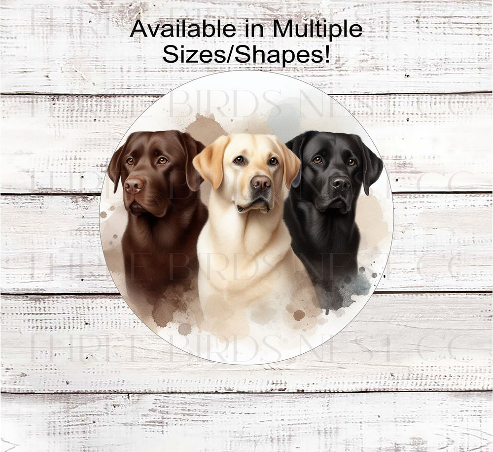 A beautiful trios of Labrador Retriever Dogs Everyday Wreath Sign.