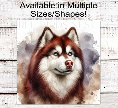 Red Siberian Husky Dog Wreath Sign - Everyday Wreath Sign - Dog Lover - Pet Signs