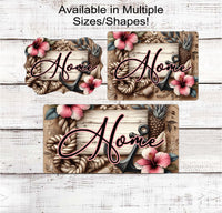 
              Home Wreath Sign - Tropical Wreath Sign - Beach Wreath Sign - Anchor Sign - Beach Welcome Sign - Hibiscus Flowers - Pineapple Decor
            