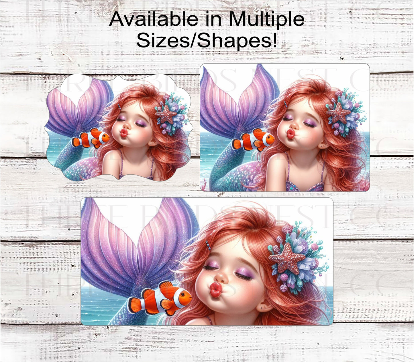 Baby Girl Mermaid Beach Wreath Sign - Clownfish Sign - Nautical Ocean Decor - Starfish Sign
