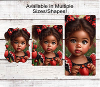 
              Ladybug Wreath Sign - African American Girl - Tulips - Everyday Wreath Signs - Ethnic Decor
            