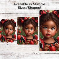 Ladybug Wreath Sign - African American Girl - Tulips - Everyday Wreath Signs - Ethnic Decor