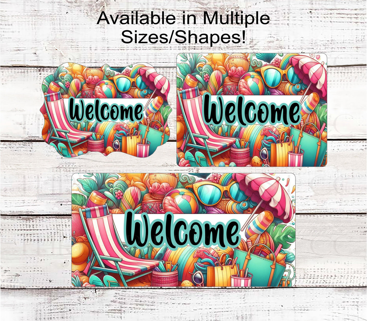 Summer Wreath Sign - Tropical Wreath Sign - Beach Wreath Sign - Welcome Wreath Sign - Flip Flops Sign - Beach Welcome Sign